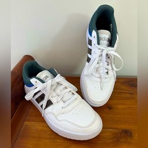 Like new - Adidas Hoops 3.0 sneakers - clean white w/ camo stripes
